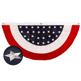 USA Pleated Fan Flag 1.5x3FT Star Center Embroidered Polyester Stars and Stripes