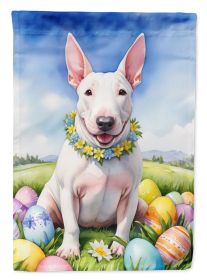 English Bull Terrier Easter Egg Hunt House Flag Large Porch Sleeve Pole Decorative Outside Yard Banner Artwork Wall Hanging, Polyester, House Siz