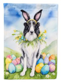 Borzoi Easter Egg Hunt House Flag Large Porch Sleeve Pole Decorative Outside Yard Banner Artwork Wall Hanging, Polyester, House Size, Multicolor