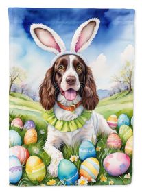 English Springer Spaniel Easter Egg Hunt House Flag Large Porch Sleeve Pole Decorative Outside Yard Banner Artwork Wall Hanging, Polyester, House