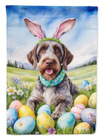 German Wirehaired Pointer Easter Egg Hunt House Flag Large Porch Sleeve Pole Decorative Outside Yard Banner Artwork Wall Hanging, Polyester