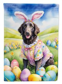 Curly-Coated Retriever Easter Egg Hunt House Flag Large Porch Sleeve Pole Decorative Outside Yard Banner Artwork Wall Hanging, Polyester, House S