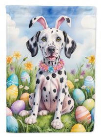 Dalmatian Easter Egg Hunt House Flag Large Porch Sleeve Pole Decorative Outside Yard Banner Artwork Wall Hanging, Polyester, House Size, Multicol