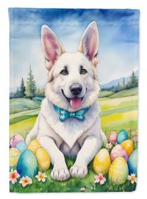 White German Shepherd Easter Egg Hunt Garden Flag Mailbox Flag Decorative Yard Flag Banner Outside Patio Artwork Yard Flower Beds, Garden Size