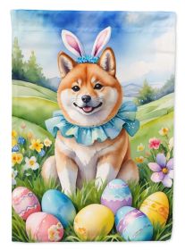Shiba Inu Easter Egg Hunt House Flag Large Porch Sleeve Pole Decorative Outside Yard Banner Artwork Wall Hanging, Polyester, House Size, Multicol