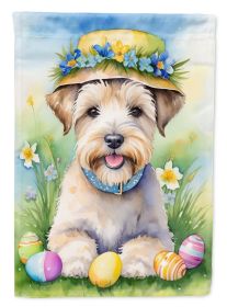 Wheaten Terrier Easter Egg Hunt House Flag Large Porch Sleeve Pole Decorative Outside Yard Banner Artwork Wall Hanging, Polyester, House Size