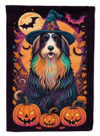 Bearded Collie Witchy Halloween Garden Flag Mailbox Flag Decorative Yard Flag Banner Outside Patio Artwork Yard Flower Beds, Garden Size, Multico