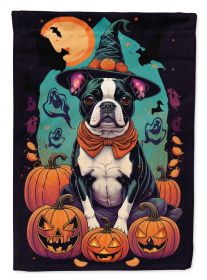 Boston Terrier Witchy Halloween Garden Flag Mailbox Flag Decorative Yard Flag Banner Outside Patio Artwork Yard Flower Beds, Garden Size, Multico