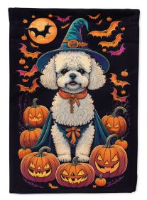 Bichon Frise Witchy Halloween Garden Flag Mailbox Flag Decorative Yard Flag Banner Outside Patio Artwork Yard Flower Beds, Garden Size, Multicolo