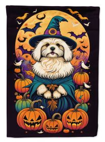 Coton De Tulear Witchy Halloween Garden Flag Mailbox Flag Decorative Yard Flag Banner Outside Patio Artwork Yard Flower Beds, Garden Size, Multic