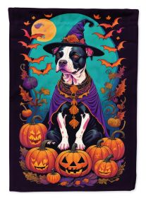 Pit Bull Terrier Witchy Halloween Garden Flag Mailbox Flag Decorative Yard Flag Banner Outside Patio Artwork Yard Flower Beds, Garden Size, Multi