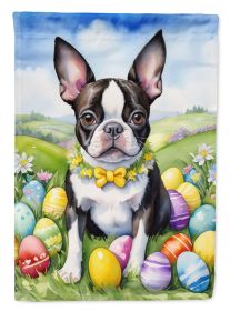 Boston Terrier Easter Egg Hunt House Flag Large Porch Sleeve Pole Decorative Outside Yard Banner Artwork Wall Hanging, Polyester, House Size (Default: Default)