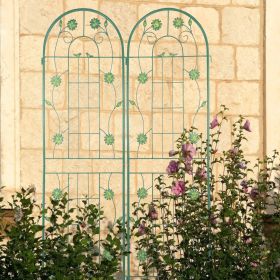 2 Pack Metal Garden Trellis 71" x 19.7" Rustproof Trellis for Climbing Plants Outdoor Flower Support (Color: Green)